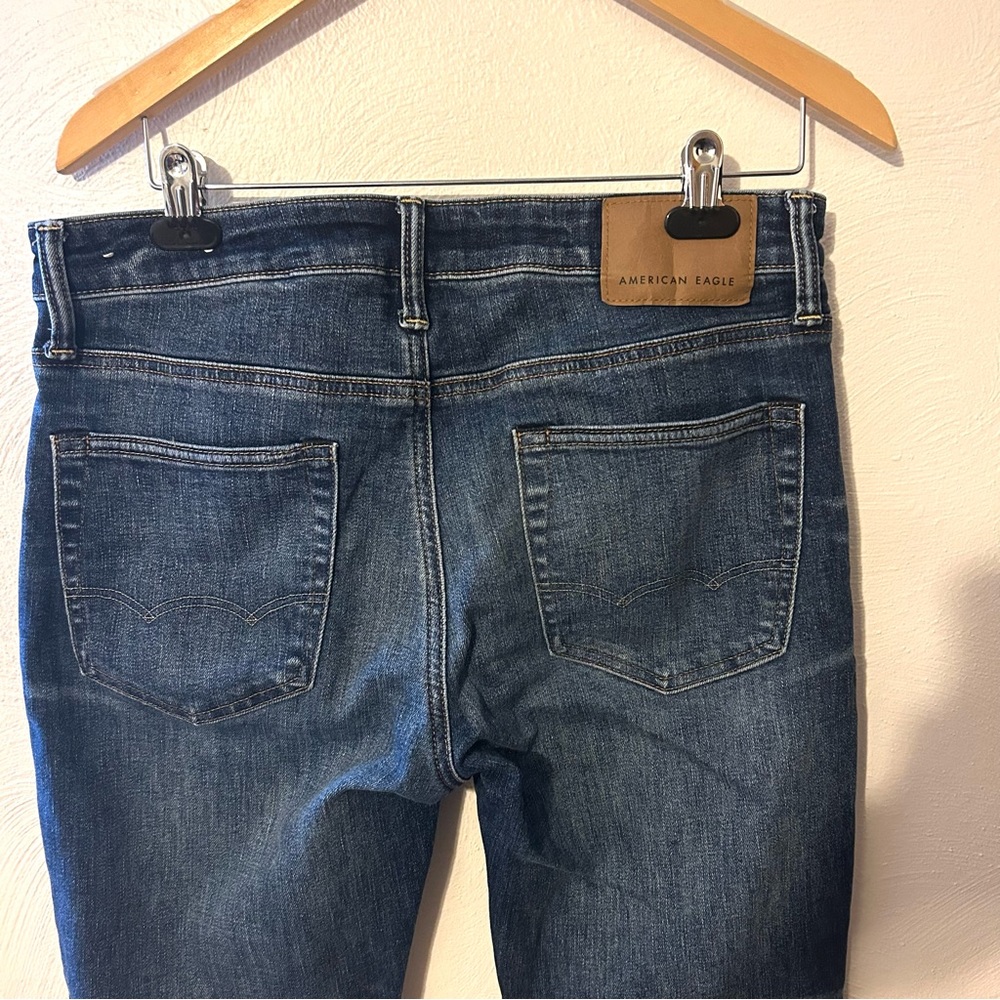 American Eagle Men’s Airflex+ Athletic Skinny Navy Blue Jeans. 32x32 - Picture 7 of 13